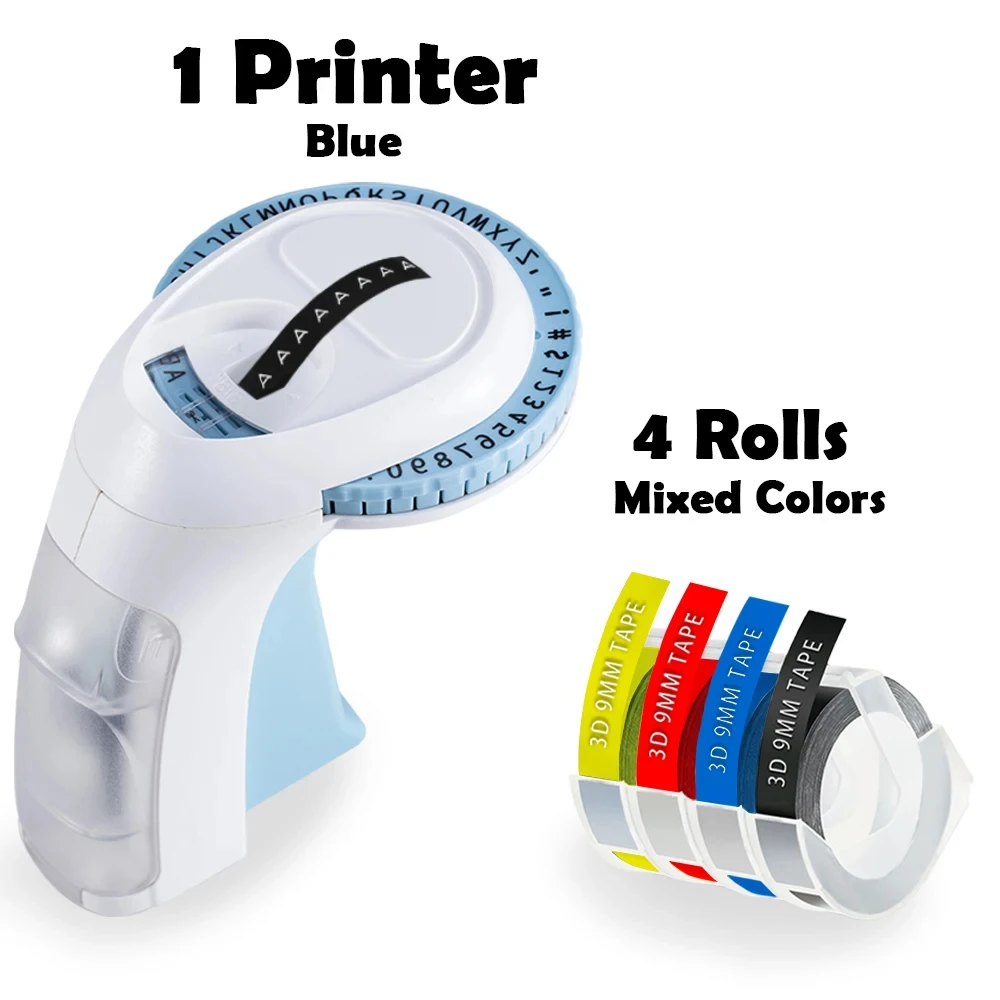 

4 рулона, рельефная пластиковая лента для этикеток и ручной этикеток, розовый/синий/зеленый набор, похожий на Dymo 12965, этикеток DM1610