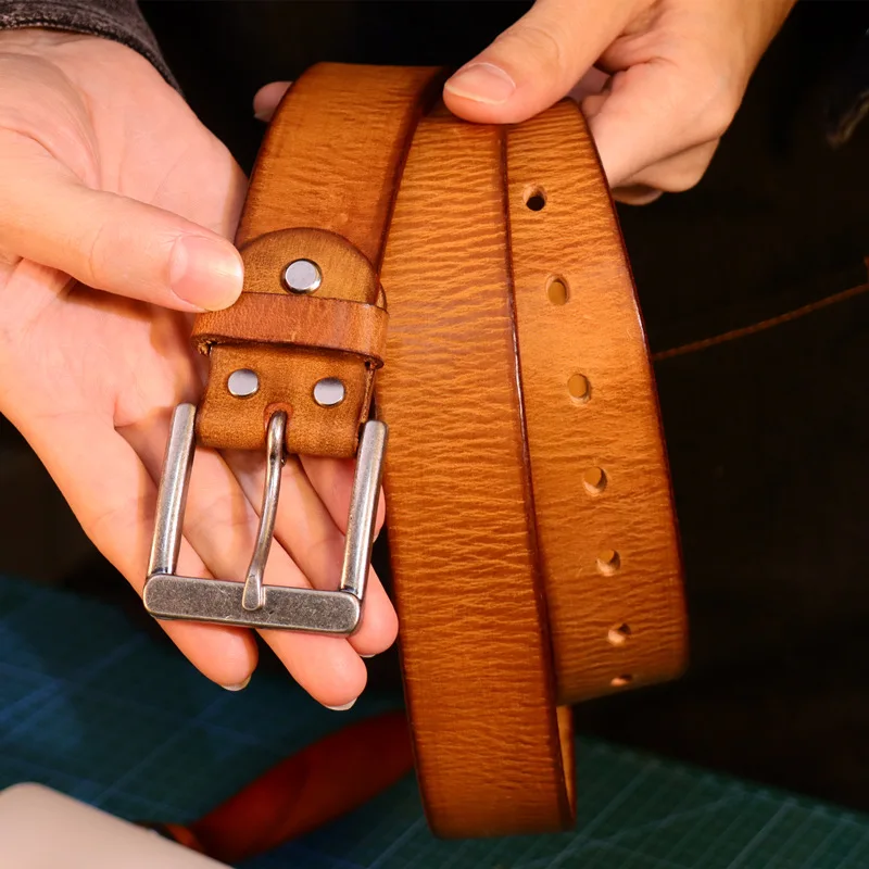 Fashion Designer Belt 100% Genuine Leather Famous Brand Luxury Copper  Buckle Pin Belts Men Belts Male Hand-made Waist Strap - AliExpress
