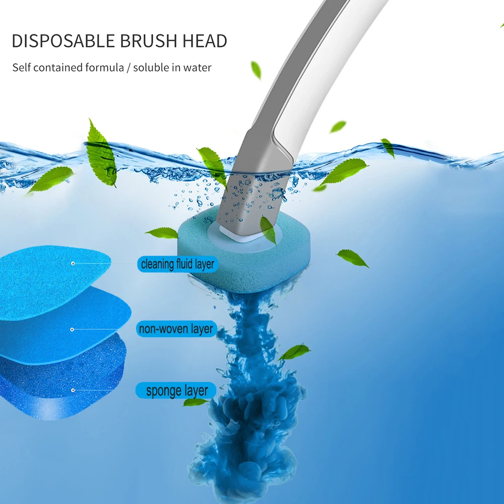 Toilet Brush Set Disposable Toilet Brush Cleaner with Long Handle Bathroom Cleaning Brush with Replaceable Head