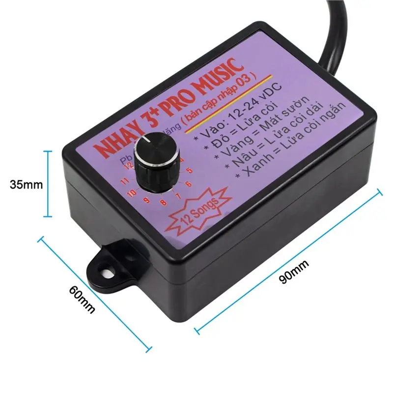 사운드 컨트롤 12V-24V 12음 음악 전자 경적 컨트롤러 3+ 프로 경적 스피커 (자동차, 트럭, 선박용)