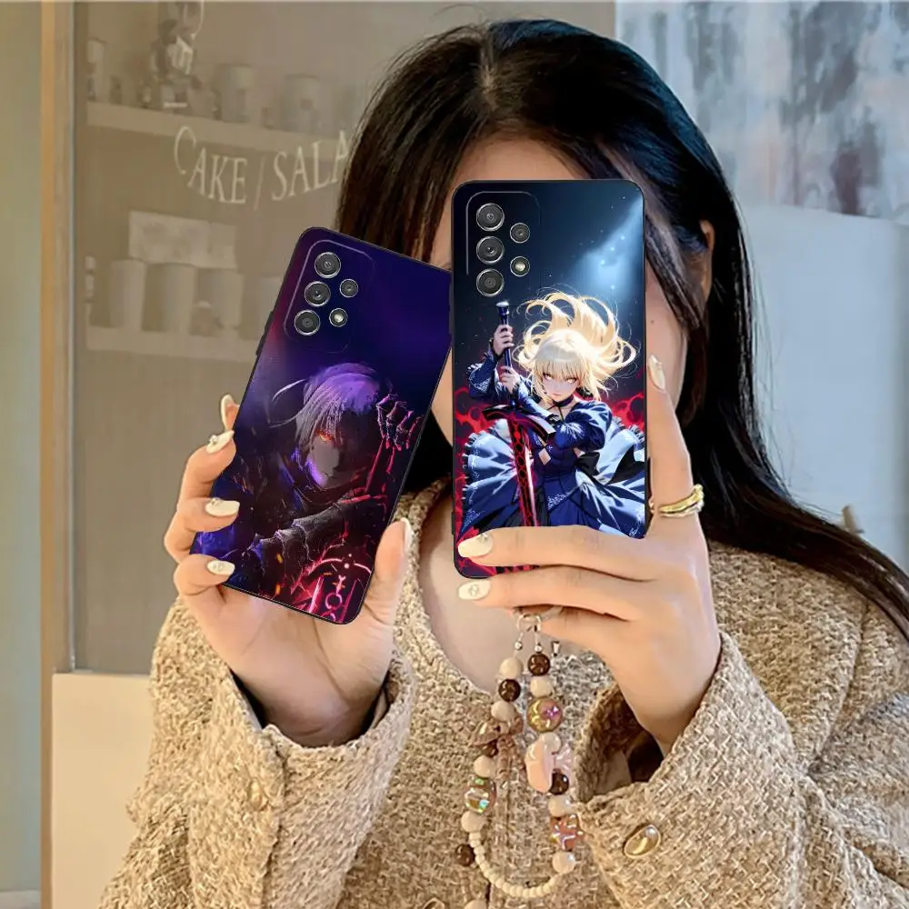 Luxurious Black Cellphone Case Featuring Fate Grand Saber Alter Design
