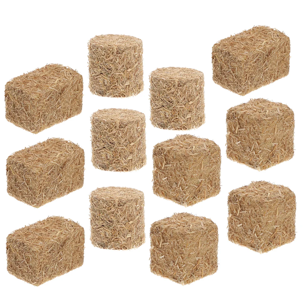 

4/8/12pcs Mini Hay Bales Rustic Miniature Farm Haystack Stackable Fake Hay Blocks Dollhouse Decoration