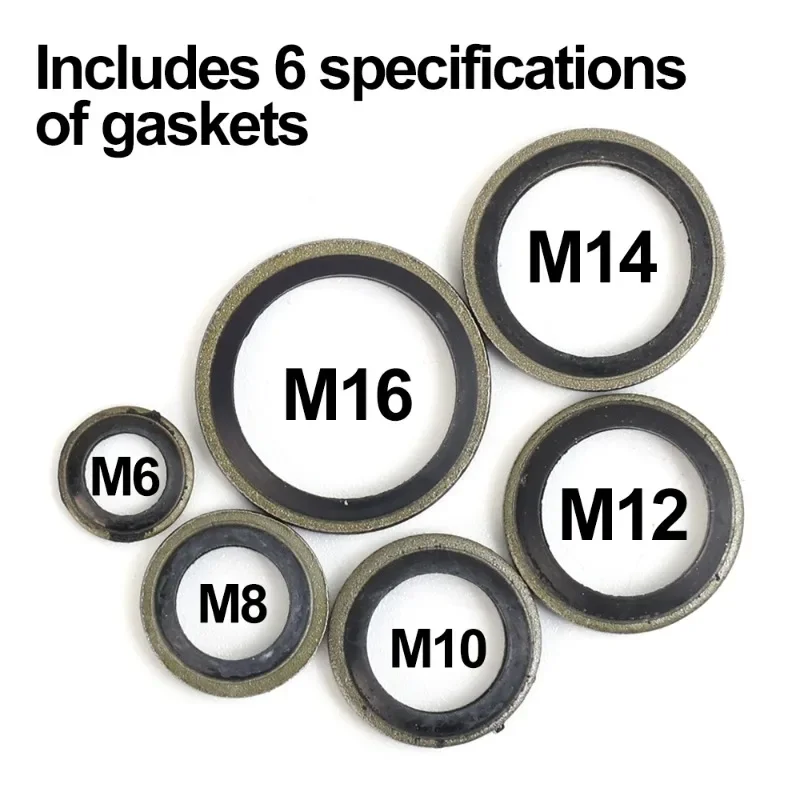 Car Oil Pan Drain Gasket Drainage Bolt Pad Rubber Oil Drain Plug Gasket Replaceable Seal Set M6 M8 M10 M12 M14 M16 200~100pcs oil drain plug gasket oil drain plug seal washer
