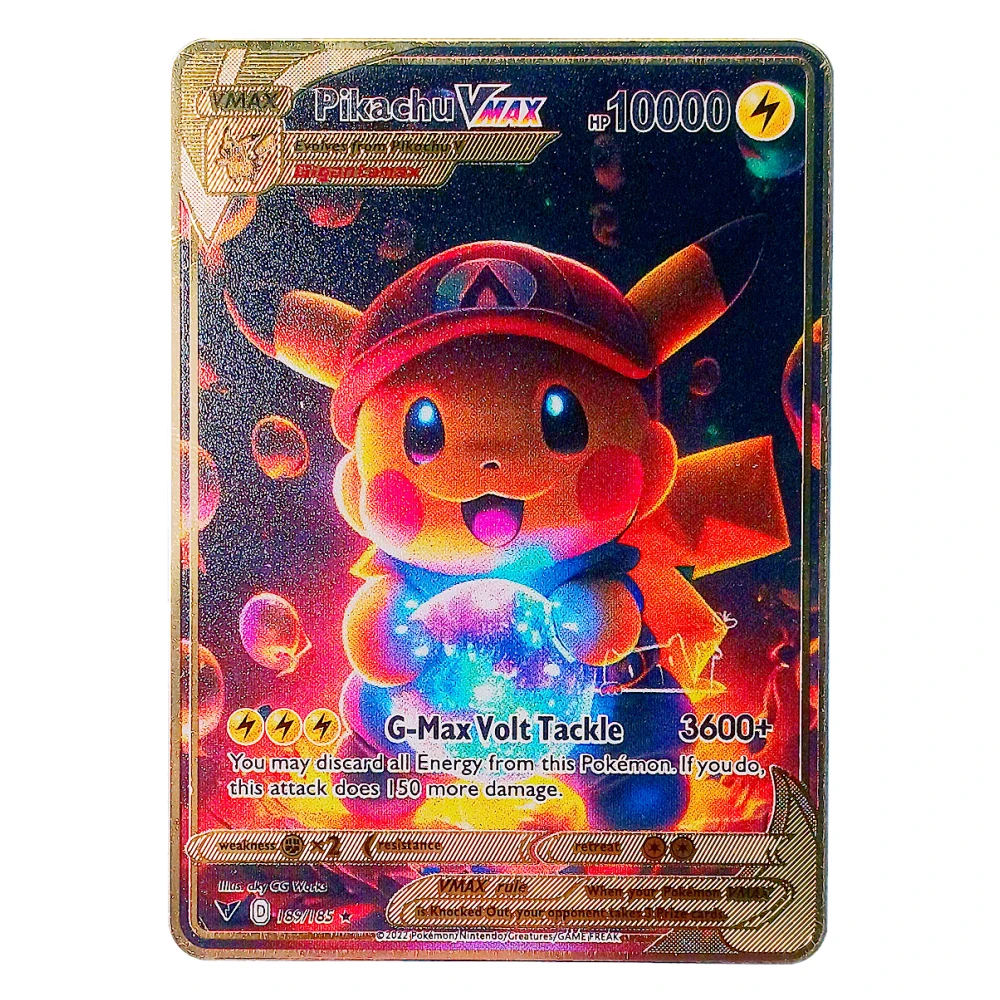 Metal Pokragon Letters Van Gogh Pokemon Cards Charizard Vmax Pikachu Gx Mewtwo Ex Gold Iron Vstar Card Anime Game Toys Regali Per Bambini