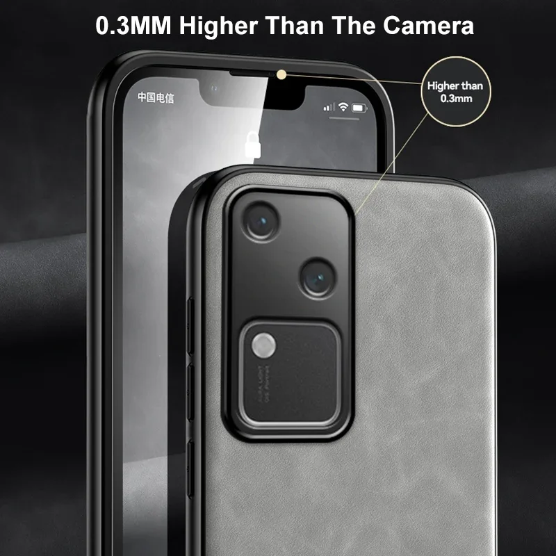 Luxury Leather Phone Case with Metal Plate Support and Car Mount Functionality