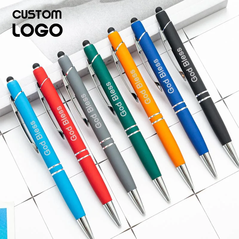 Aluminum Stick Push Creative Pen Multicolor Personalized Gift Pens Engraving Logo Advertising Office Supplies School Stationery