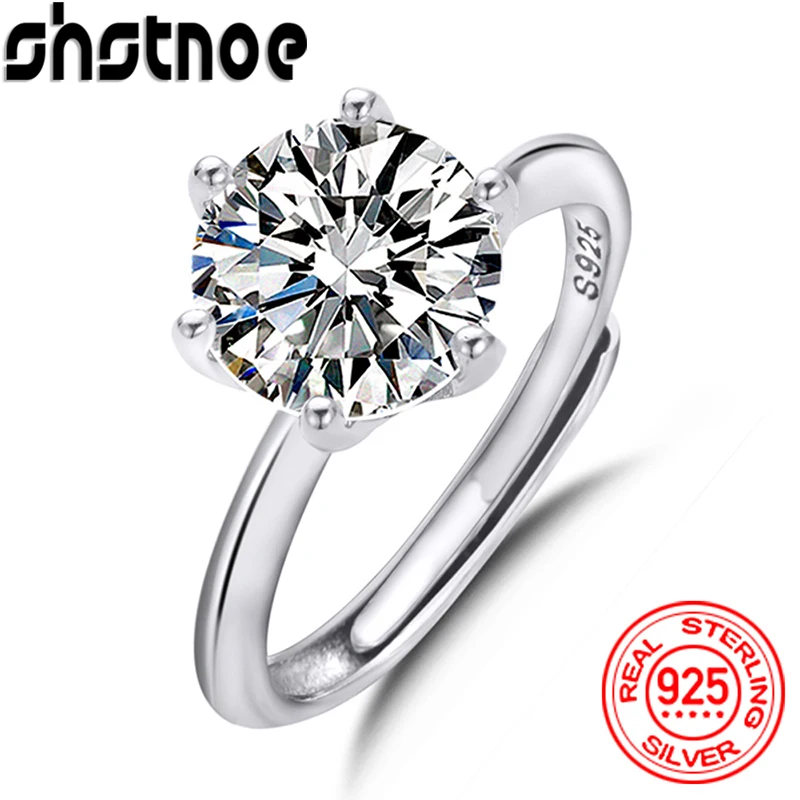 

SHSTONE 925 Sterling Silver Ring 0.5-3ct Moissanite Diamonds with Certificate Fine Jewelry Wedding Engagement Rings for Women