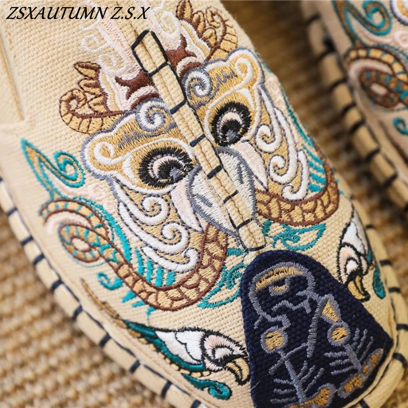 Old Beijing Cloth Shoes Chinese Style Trend Embroidery Linen Shoes Hand-made National Style Half Pack Head Slippers Loafers 5