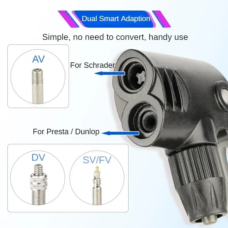 Adaptateur de pompe à vélo à double tête compatible avec les valves