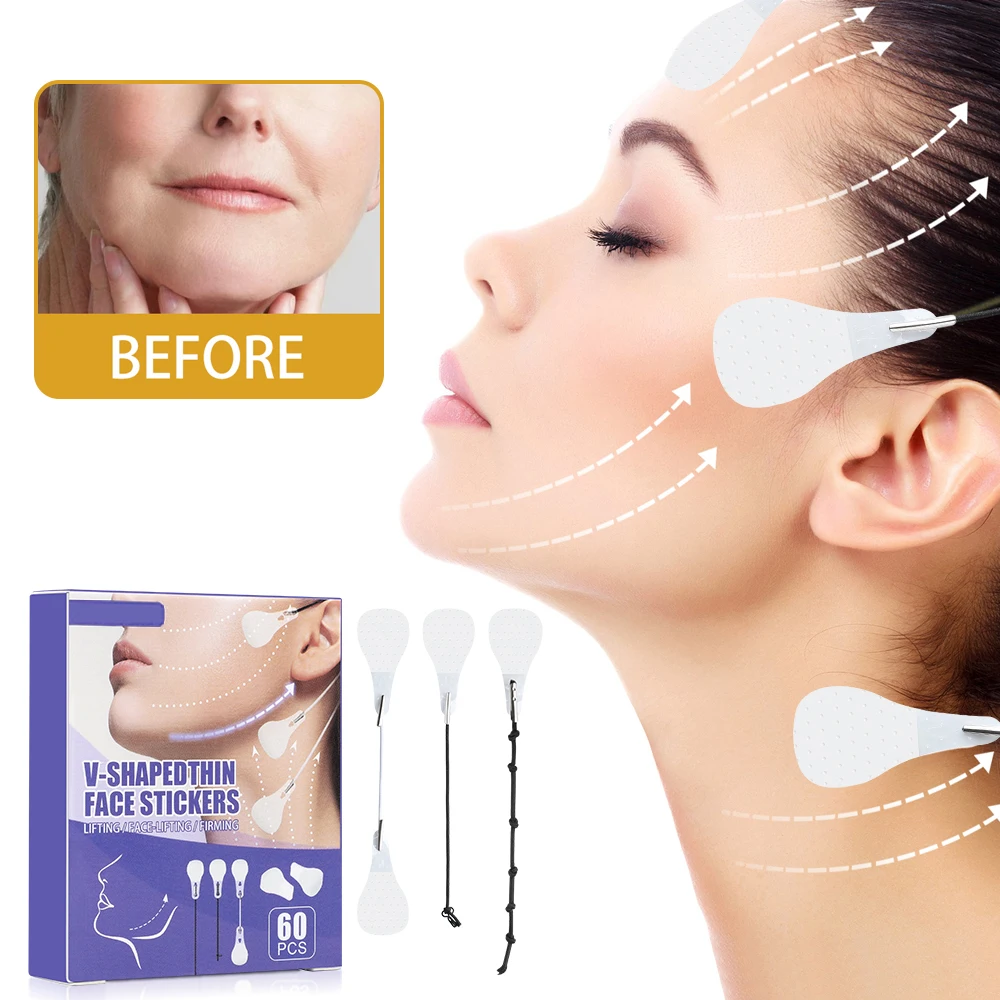 60Pcs Invisible Face Sticker Fox Eyes Neck Double Chin Lift V Shape Refill Tapes Thin Makeup Facelifting Patch Lift Face Sticker