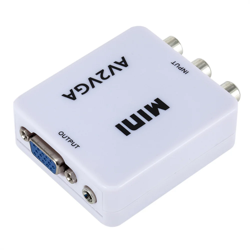 1080P Mini Video Convertor RCA AV to VGA Video Converter Conversor with 3.5mm Au