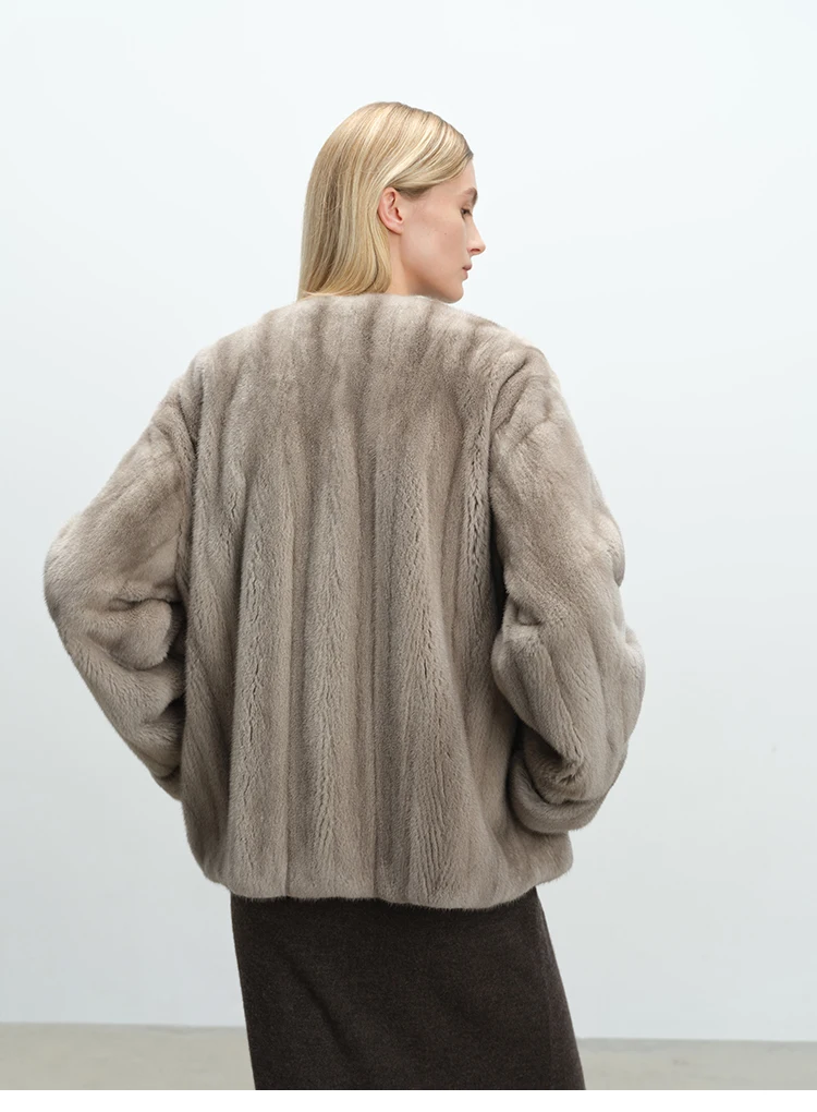 Lautaro Autumn Winter Short Luxury Elegant Thick Warm Soft Brown Faux Mink Fur Coat Women Long Sleeve Modern Chic Fluffy Jacket