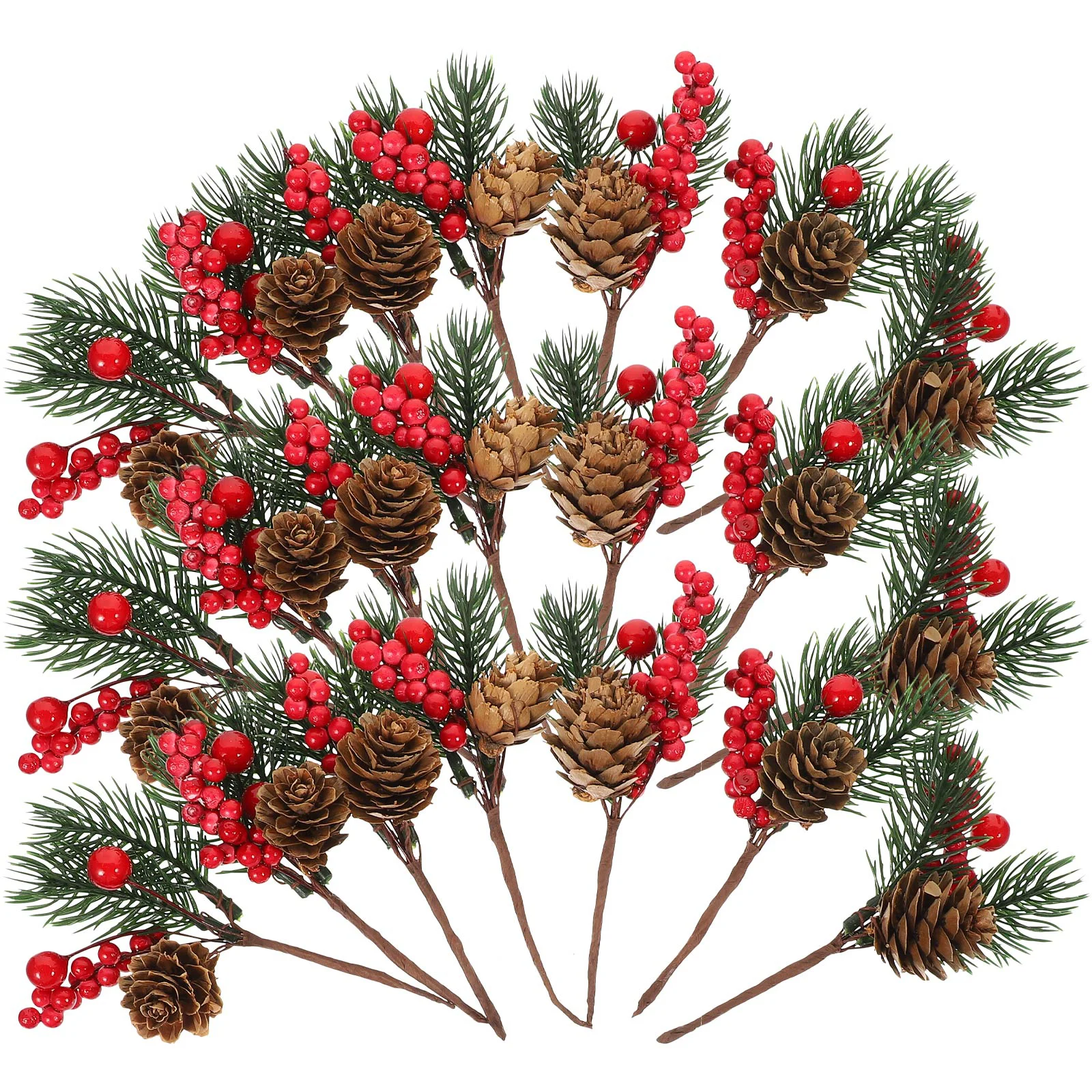 

10/20/30pcs Artificial Christmas Berry Tree Pine Branches Xmas Fake Branches Picks Christmas Simulation Red Berry Pine Navidad