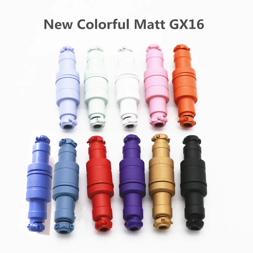 Colorful Matt Cyan Dark Gold Red Black GX16 Aviator Socket Docking 4 Core 4Pin Male&Female for Keyboard Coiled USB Type C Cable