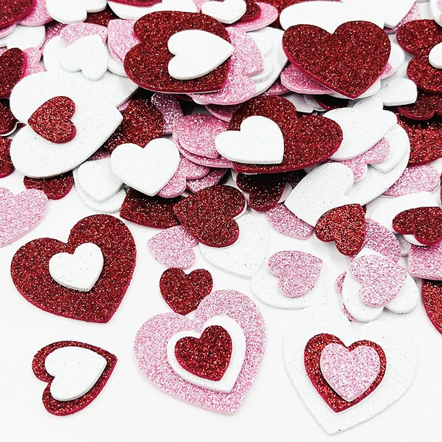 60Pcs/Bag Love Foam Hearts EVA Self-Adhesive Stickers Valentines' Day Home  Wedding Party Decoration Kid's Crafts DIY Toys Gifts