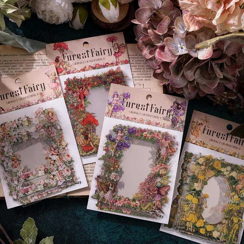 

Forest Fairy Series Vintage Frame PET Stickers Vintage Flower Elfin Decorative Label for Scrapbooking Journal DIY