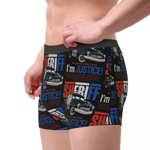 Men Sheriff Lightning Mcqueen Cars Long Underwear Funny Boxer Shorts Panties Male Soft Underpants S-XXL 3