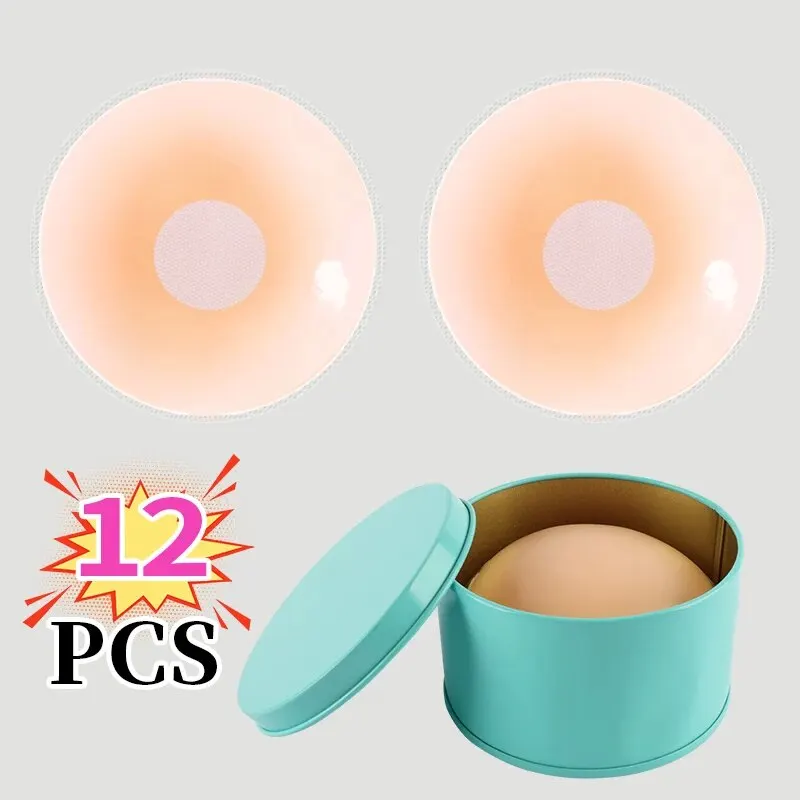 Silicone Stickers 12 Pieces of Silicone Latex Stickers for Anti Glare Underwear Sexy and Breathable Invisible Breast Care Travel Box Packaging