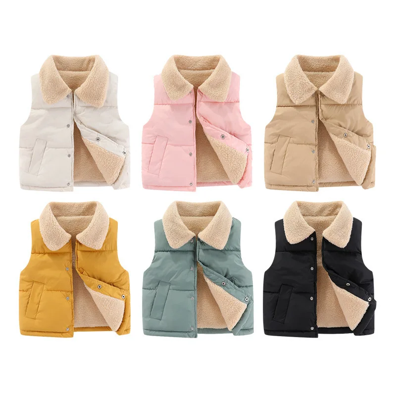 1pcs Girls Boys Down Vest Children Plush Vest Winter Baby Thickened Vests Boy's Coat Girl's Sleeveless Jacket Kids Waistcoat - Image 3