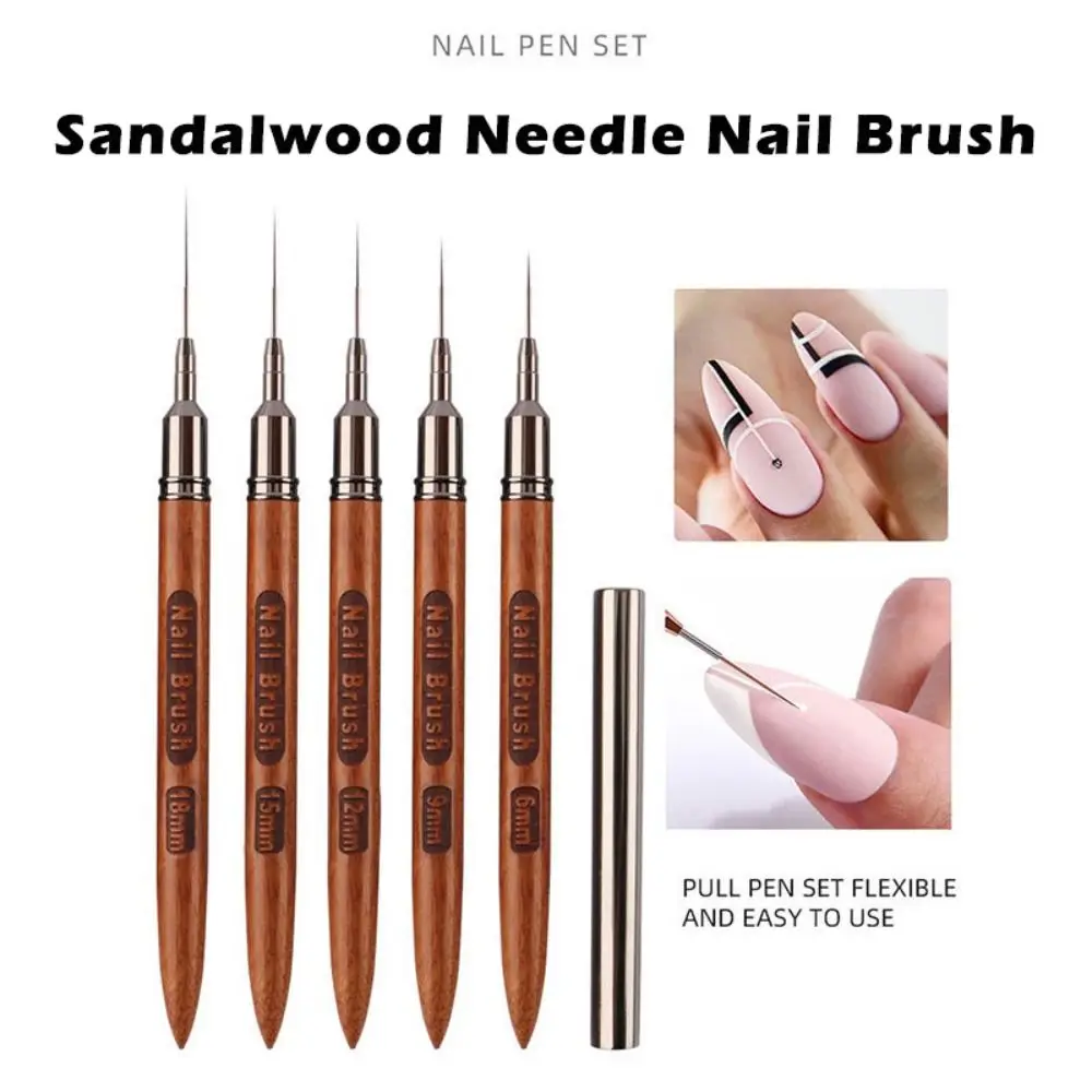 6/9/12/15/18mm 네일 라이너 브러쉬 샌달우드 폴 프로페셔널 네일 라인 드로잉 브러쉬 네일 아트 페인팅 브러쉬 네일 아트 디자인