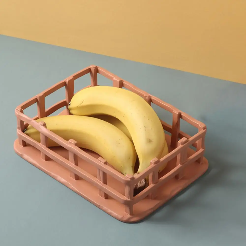 Brief Nordic Resin Hollow Fruit Tray Home Living Room Desktop Plate Snack Bowl Crafts For Shop House Cafe Festival Decoration 2