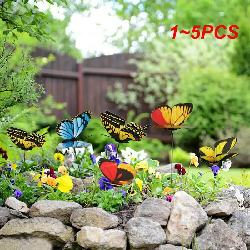 

1~5PCS set Butterfly Stakes 25x4cm Colorful Garden Butterflies For Outdoor Yard Planter Flower Pot Bed Yard Art Garden