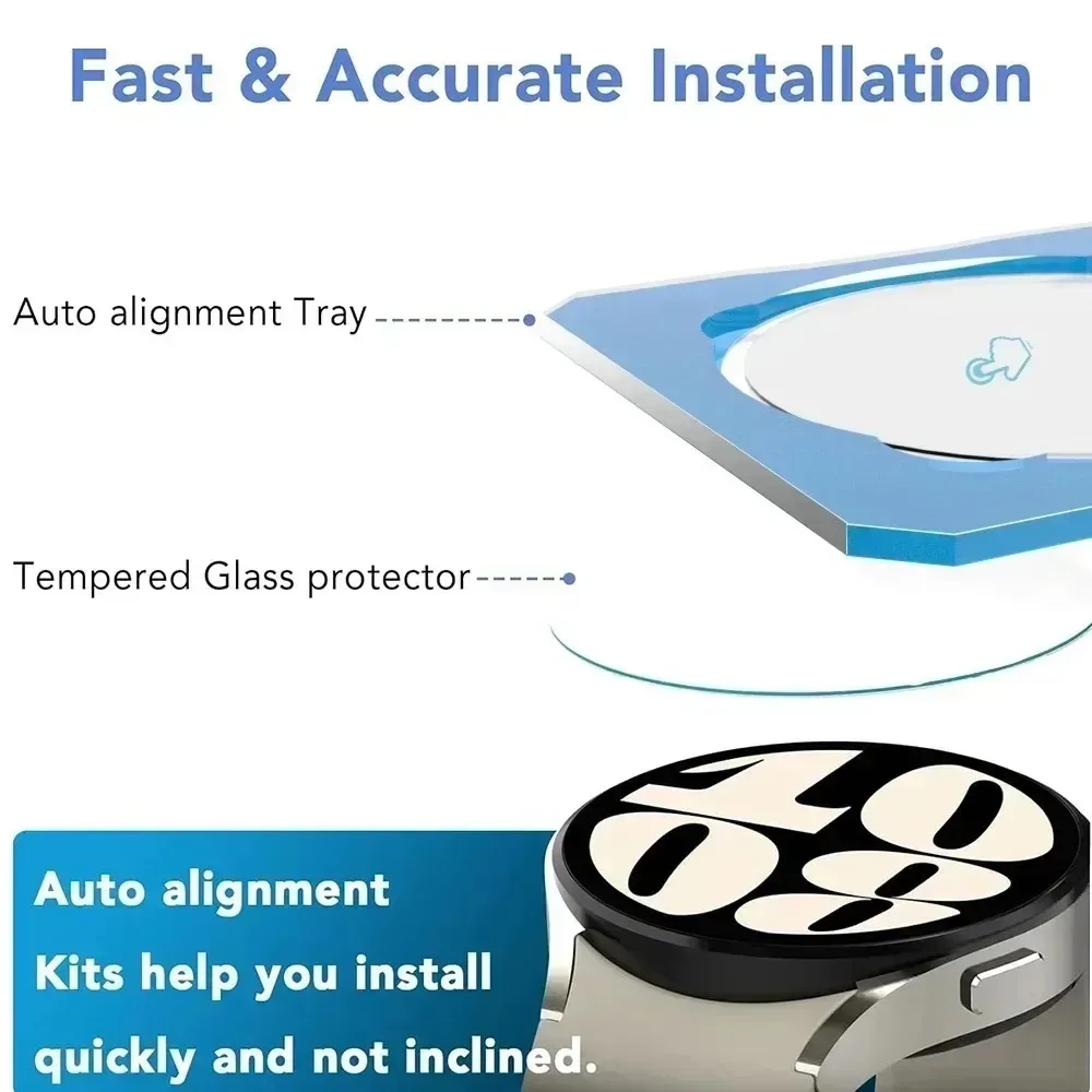 갤럭시 워치 8 울트라 4 5 6 7 8 40mm 44mm 클래식 43mm 47mm용 강화유리 스크린 보호필름 2개 (쉬운 부착 필름 H)