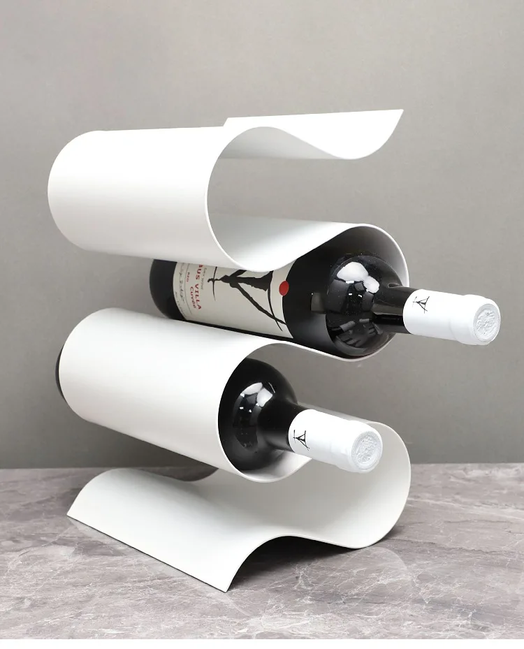 Moderne minimalist ische Metall S-förmige Wein regal, Kreatives Modell Zimmer Wein Schrank, Weinflaschen halter Ornamente, Desktop-Dekoration – Detail 8