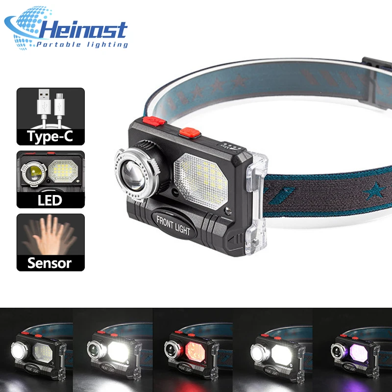 

Multifunctional Induction Headlamp Zoomable Headlight Rechargeable Lighting Portable Emergency Flashlight with Built-in Battery