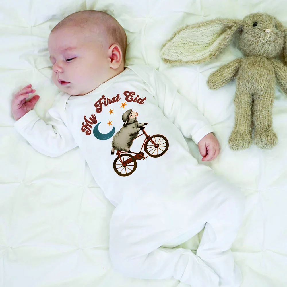 My First Eid Ramadan Baby Sleepsuit Pattern Print Newborn Babygrow Sleepsuit Boy Girl Infant Romper Eid Day Babys Clothing baby clothes,baby sleepsuit