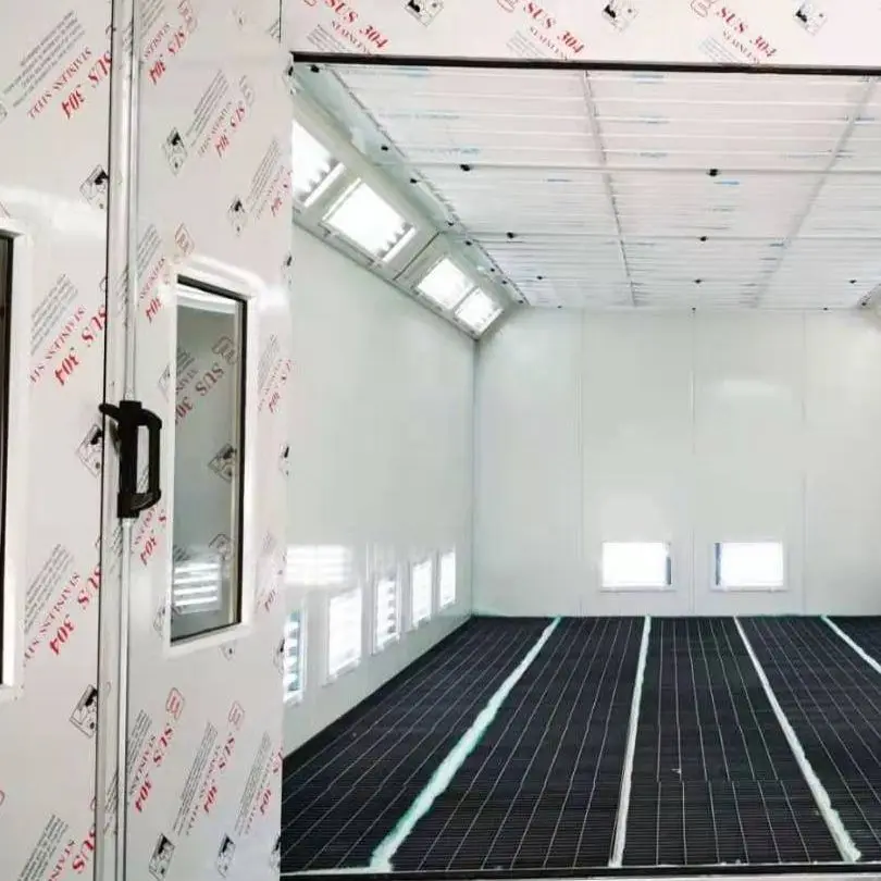 Water Based Paint Spray Baking Booth Automotive Car Room With Diesel Heating CE Approve images - 6
