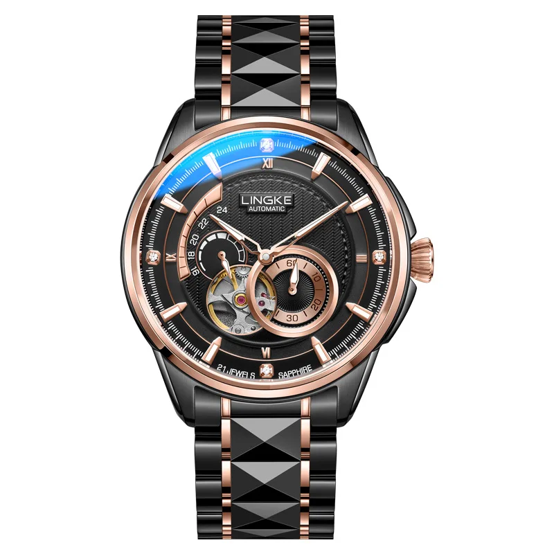 LINGKE Brand Men New MIYOTA Movement Mechanical Watch Sapphire Tourbillon Wristwatch Waterproof Sport Automatic Watches Man