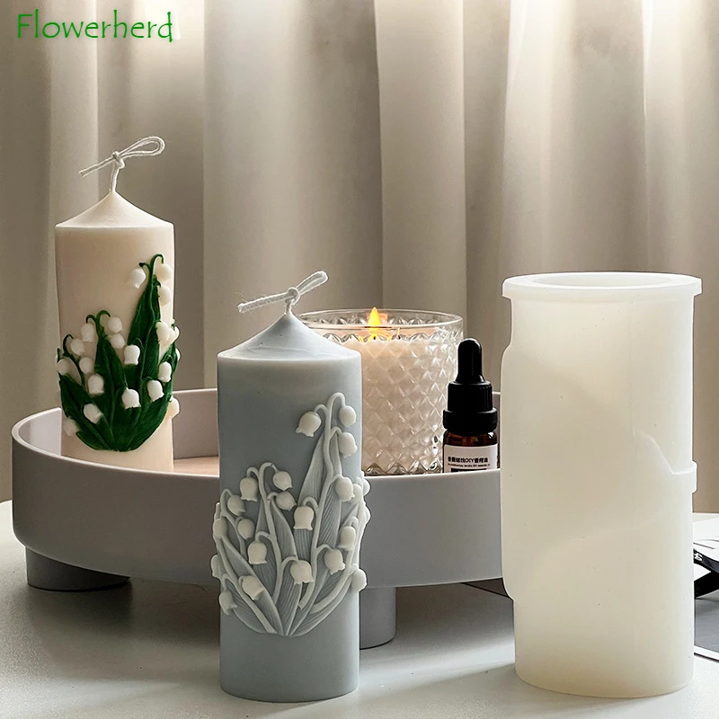 Lily Of The Valley Scented Candle Silicone Mold Embossed Flower Candle