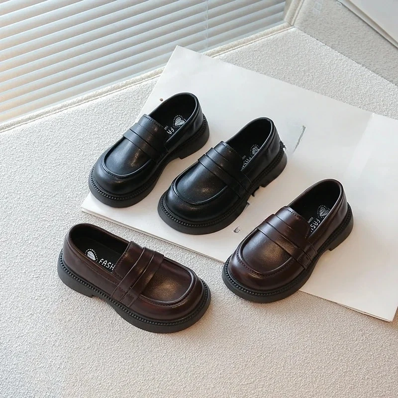 Leather Kids School Loafers Girls Casual Shoes