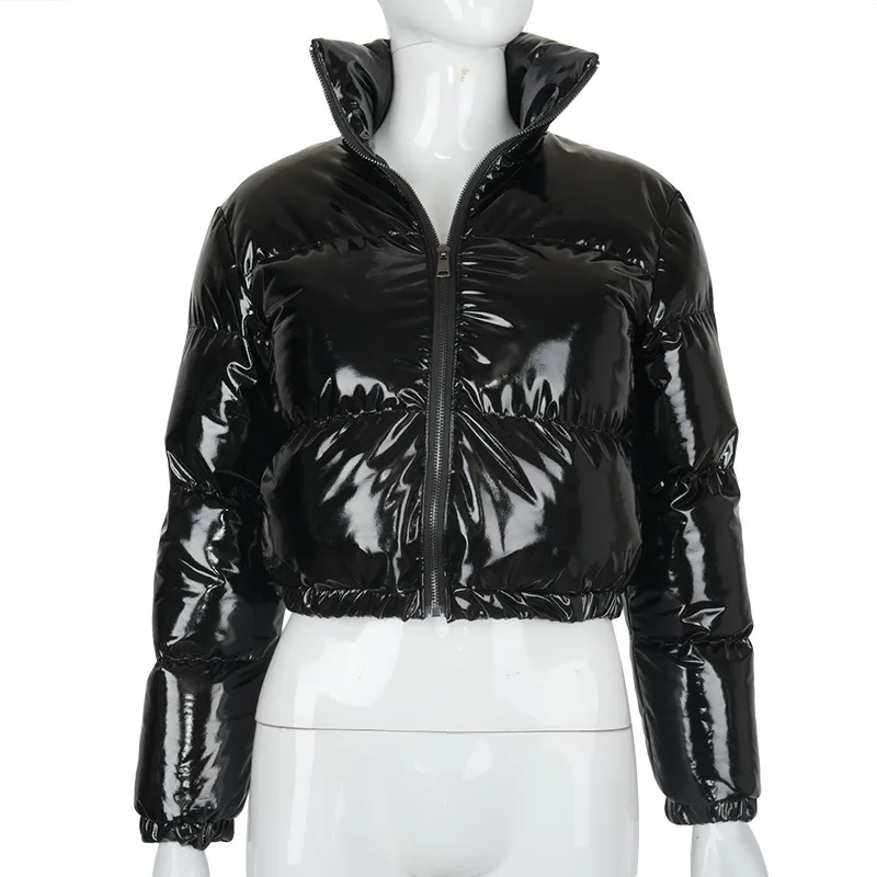 Bubble Coat Women's 5 Colors Fashion Long Sleeve Solid Zipper Cropped Puffer Jacket Thick Lady Winter Casual Warm Outfits S-XL