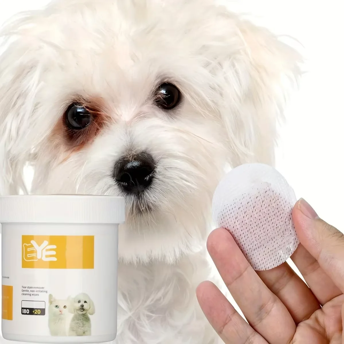 Pet White Dog Eye Stain Pet Wipes, Dogs, Cats, Tear Stains, Eye