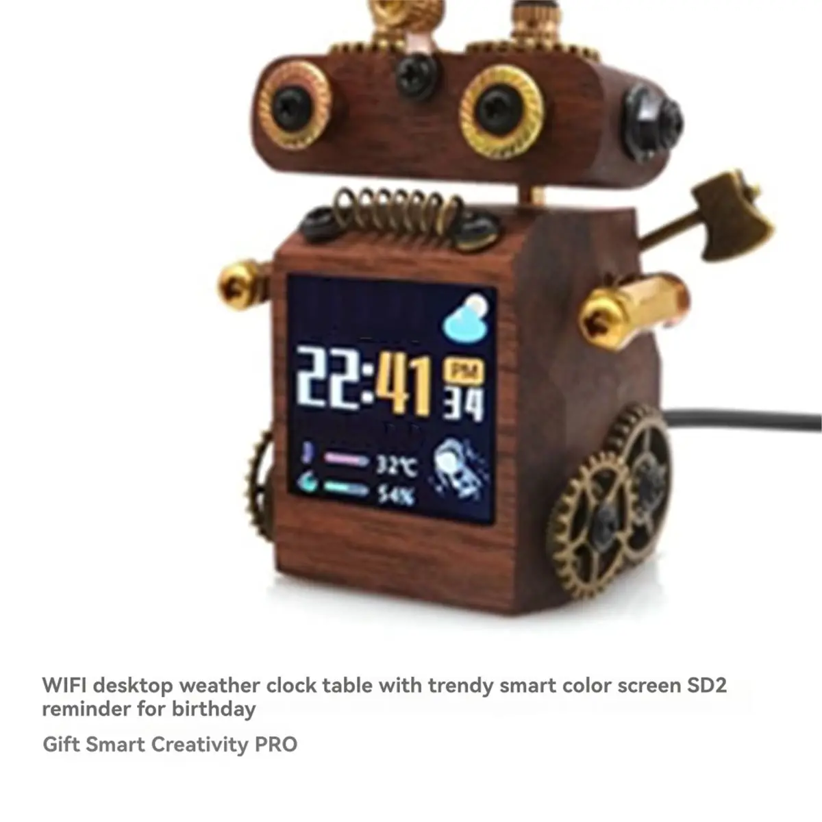 A32I 스마트 WIFI 데스크탑 날씨 시계 컬러 스크린 테이블 타이드 플레이 컬러 스크린 SD2 알림 생일 선물