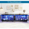 LED TV Stand with Storage Cabinet & RGB LED High Glossy Modern TVs Stand for Living Room TV Console 5
