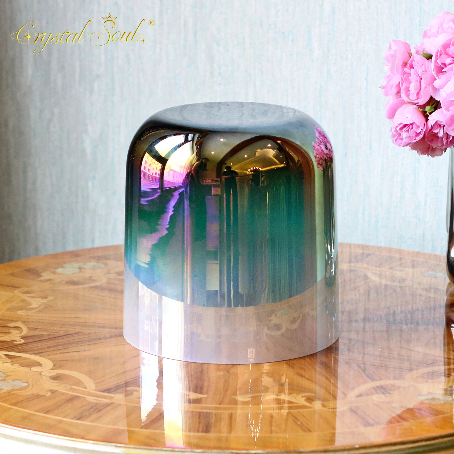 432Hz Special Aurora Gradient Clear Alchemy Crystal Bowl accessories CrystalSoul