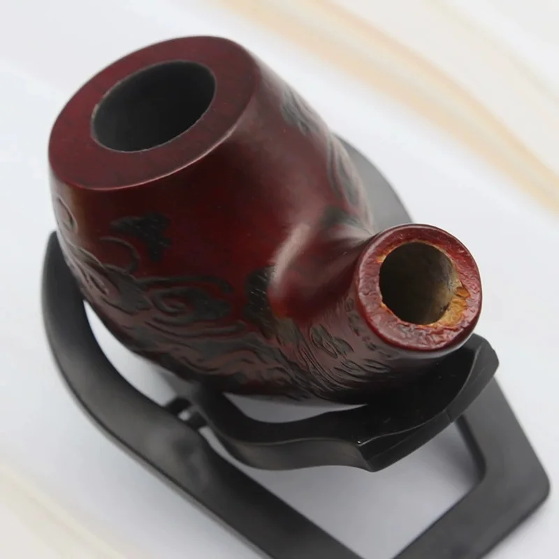 Handmade 14.4cm classic retro fashionable curved wooden smoking tube with beautiful carved patterns smoking tobacco hay tube