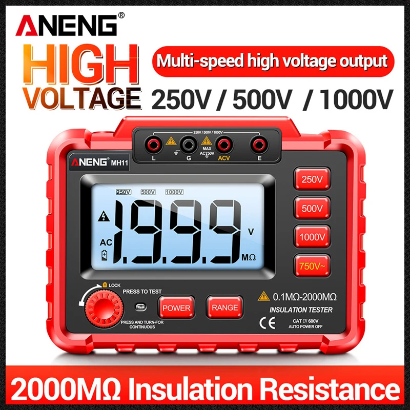 Aneng Mh11 Digital Megger Meter Insulation Earth Resistance Tester