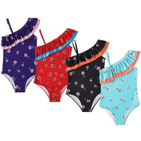 Baby Girls Swimwear Summer Bikini Set Sun Protection Kids Cute Floral Toddler Learn Swimming Suits One-Piece Ruffle Swimsuit 1