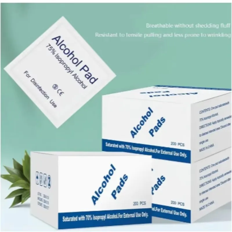 Disposable 75% alcohol swab for wound disinfection, essential first aid box supplies for home disaster preparedness.