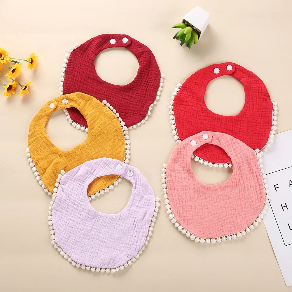 Solid Cotton Gause Baby Bibs Cute Tassel Newborn Burp Clothes Bandana Scarf for Boy Girl Saliva Towel Feeding Bebe Baberos baby infant cotton bibs newborn solid color triangle scarf feeding saliva towel bandana burp cloth boy girl shower baby stuff