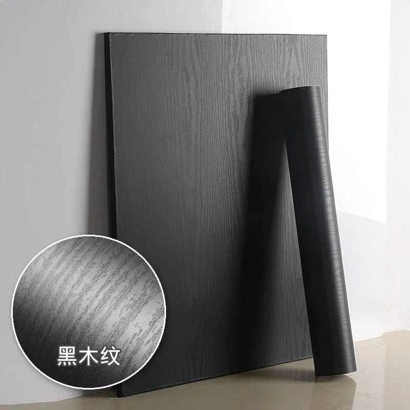 Dark Black Wood Pattern Peel and Stick Wallpaper DIY Self-adhesive Home Furniture Renovation Sticker Vinyl Stripe Stickers Decal