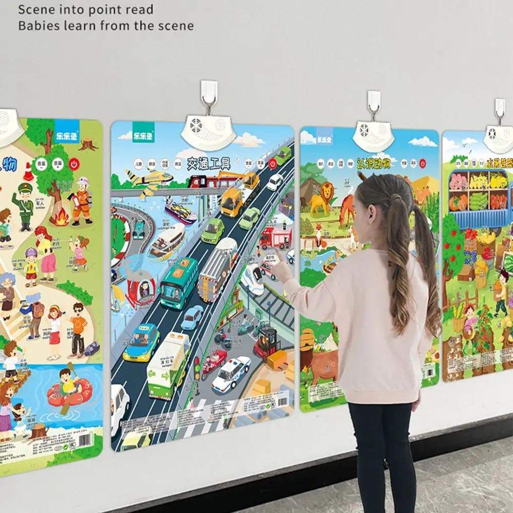 

Точечное чтение, дорожное животное, подарки для детей, игрушка для раннего развития, звуковая настенная схема, Детская Когнитивная обучающая схема, звуковая книга