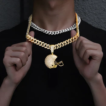 American Football Helmet Pendant For Necklace Making Rugby Ball Sports Jewelry Handcrafted Men Chain NFL FOOTBALL HELMET Women