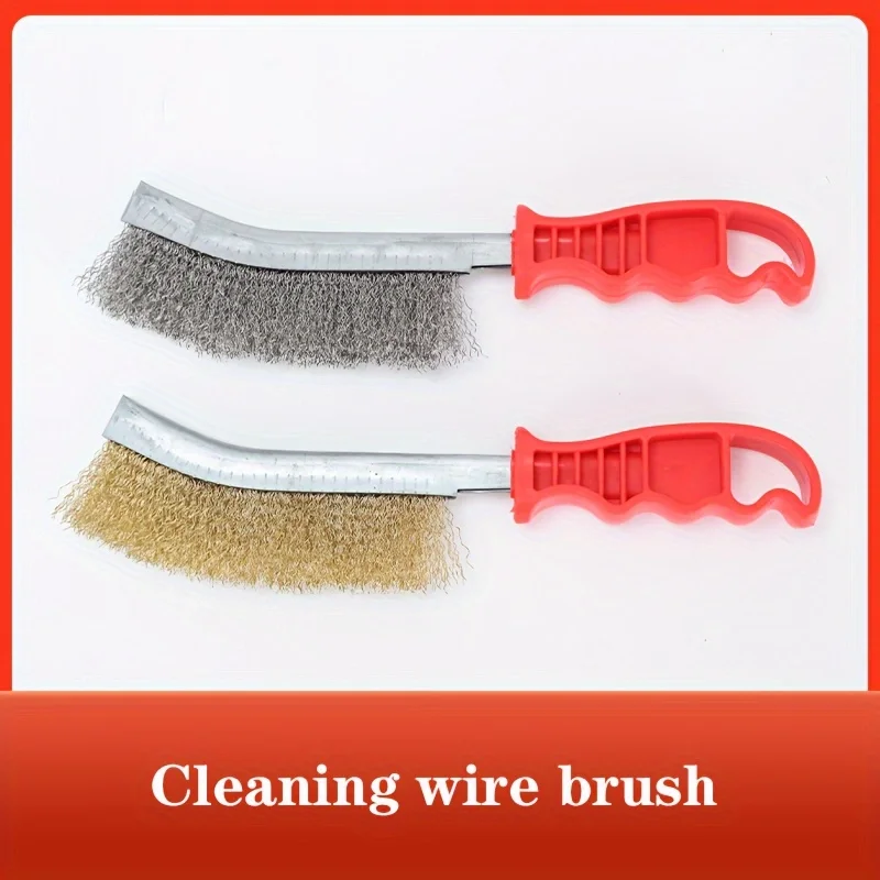 Nine horses wire brushes, copper-plated steel wires, knife-type brushes, plastic handles, cleaning industrial copper wires, deru