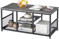 NEW Coffee Center Table with Storage for Living Room Office Reception, Modern & Industrial Mesh Shelf, 39.4 Inch, Charcoal Grey 1