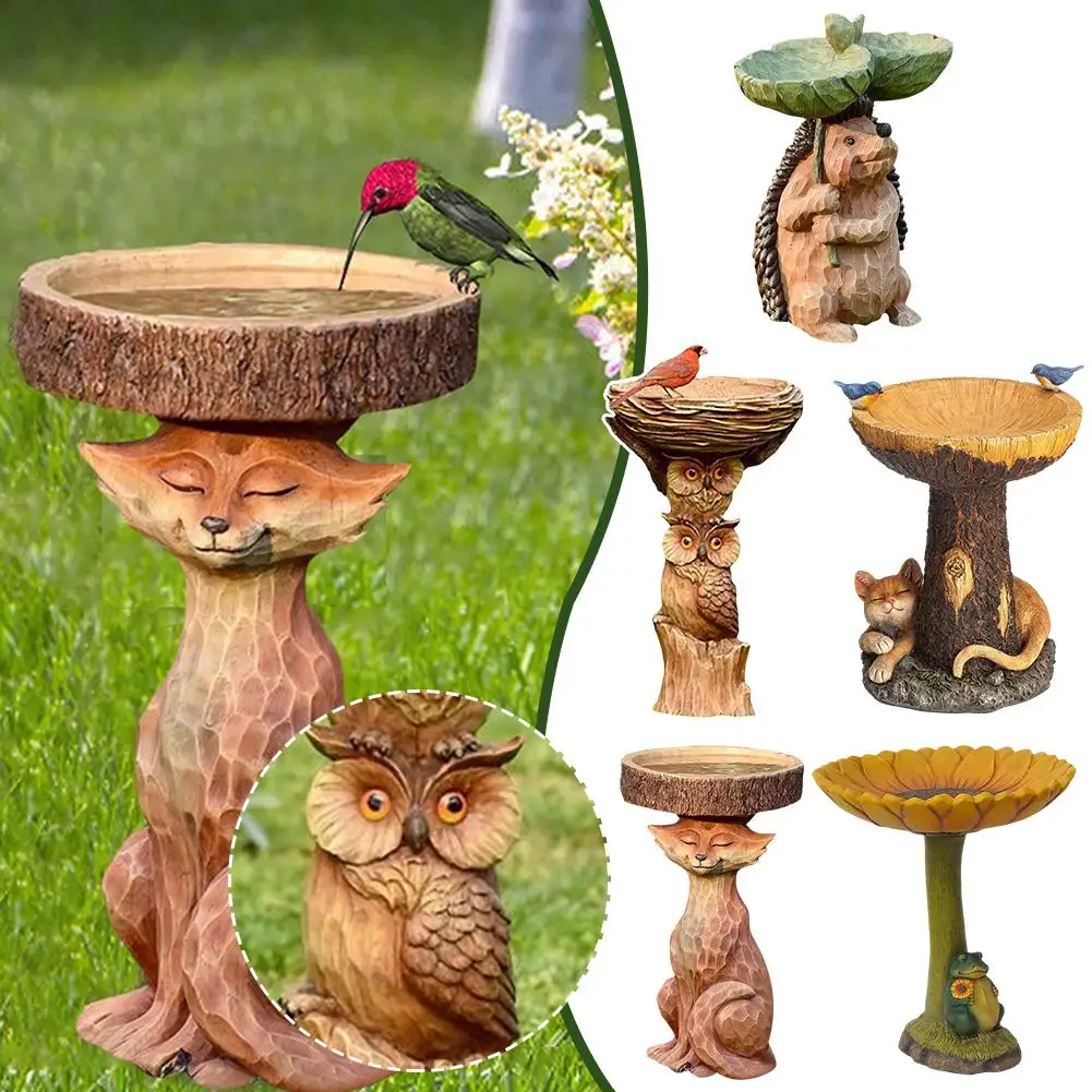 

Resin Bird Feeder Bird Drinking Ornaments Garden Courtyard Ornaments Animal Shape Sun Protection Suitable For Outdoor S9C2